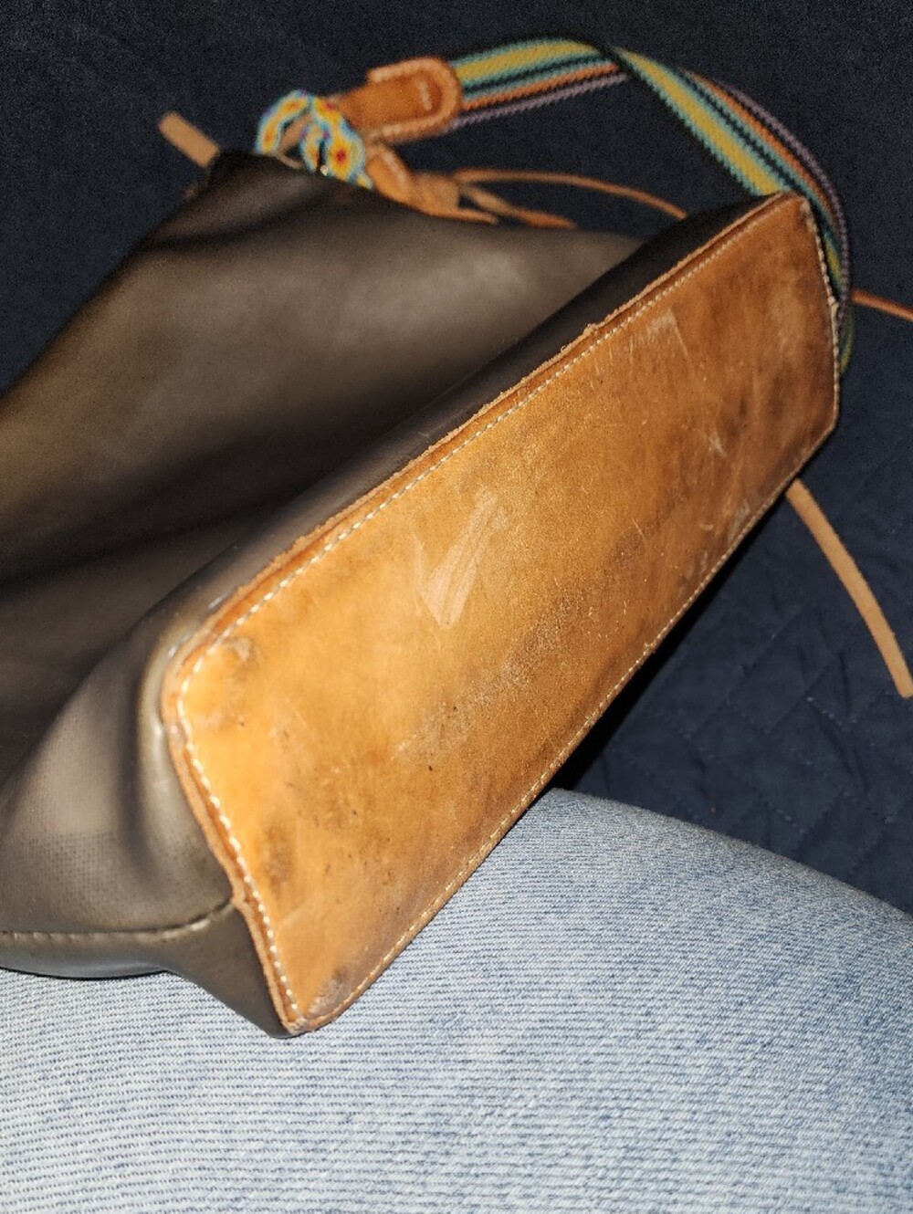 Consuela Leather Crossbody Bag with Multicolor Strap - Picture 9 of 10